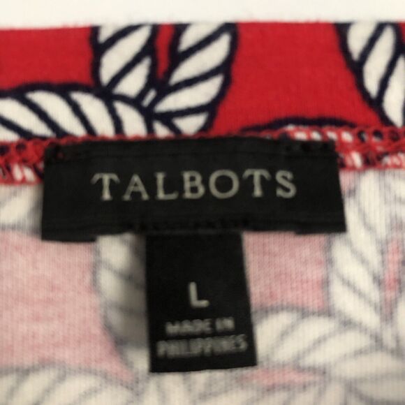 Talbots Women's Top Size Large Boat Neck Red Nautical Rope Circle 3/4 Sleeve - Picture 5 of 8